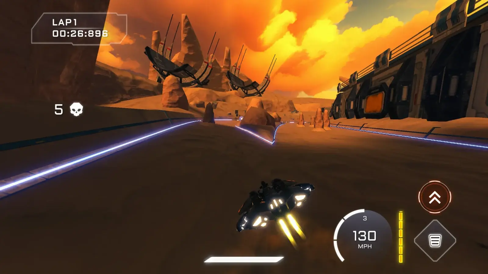 BYORacer — On-track gameplay with speed and lap information.