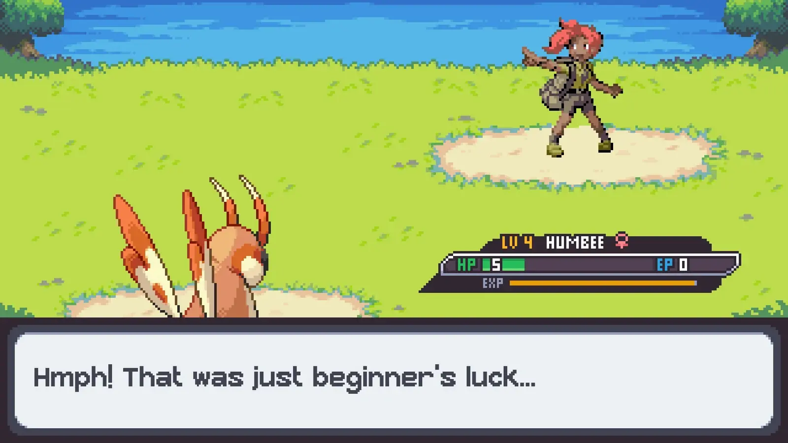 Fay Keeper — Post-battle dialogue with the opposing keeper and creature status panel.